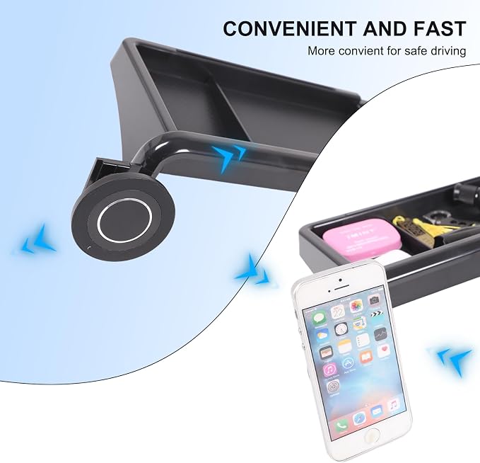Aunginsy Center Console Dash Storage Tray with Magnetic Phone Holder Compatible with Kia Telluride 2020-2022, Car Dashboard Multi-Functional Mobile Phone Mount Storage Box Organizer Tray Accessories