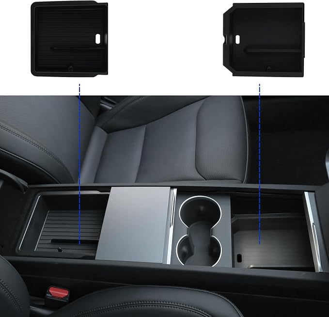 Jawjut Center Console Organizer Control Lower Bottom Storage Box 4PC Compatible with 2024 2025 Tesla Model 3 Highland