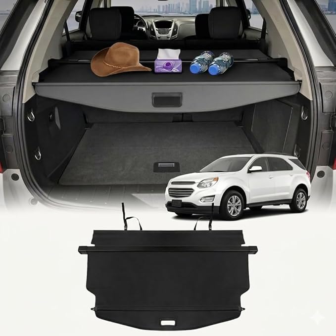 Powerty Cargo Cover for Chevy Chevrolet Equinox & GMC Terrain 2010-2016 2017-Canvas Texture Trunk Cover Retractable Trunk Security Shield Shade for Chevrolet Equinox/GMC Terrain Accessories