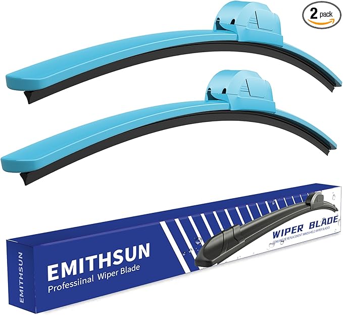 OEM QUALITY 24" + 18" Premium All-Seasons Durable Stable And Quiet Blue Windshield Wiper Blades (Set of 2)
