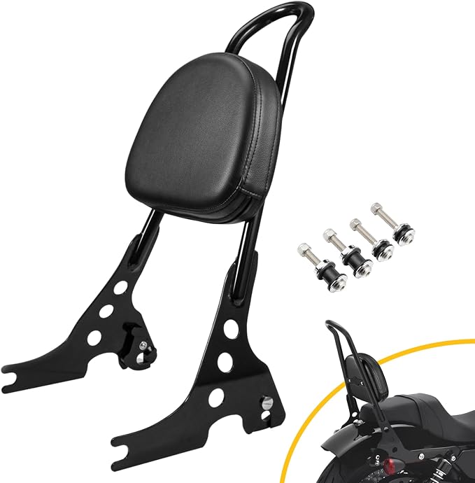 Passenger Sissy Bar Backrest, Heavy-Duty Detachable Backrest Sissy Bar Pad Fit for Harley Sportster 2004-2024 (XL1200 XL883 SuperLow Iron 883 48) Black