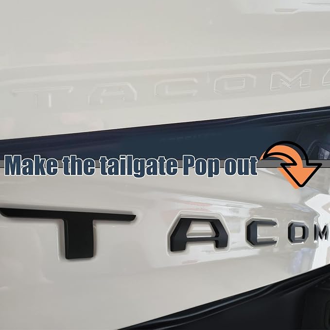 Pukonger Tailgate Insert Letters Compatible with 2016 2017 2018 2019 2020 2021 2022 2023 3D Emblems with Strong 3-m Adhesive Matte Black