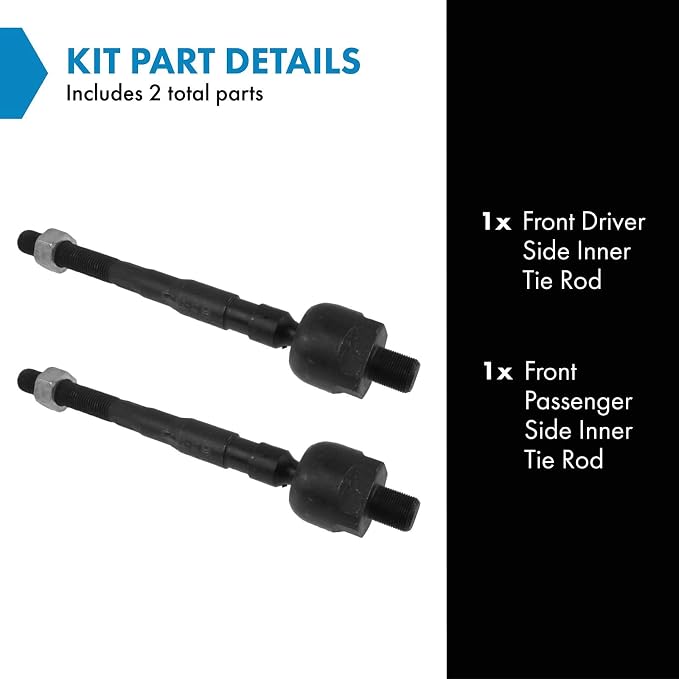 TRQ Front Inner Tie Rod Set 2 Piece Compatible with 2007-2013 Nissan Altima