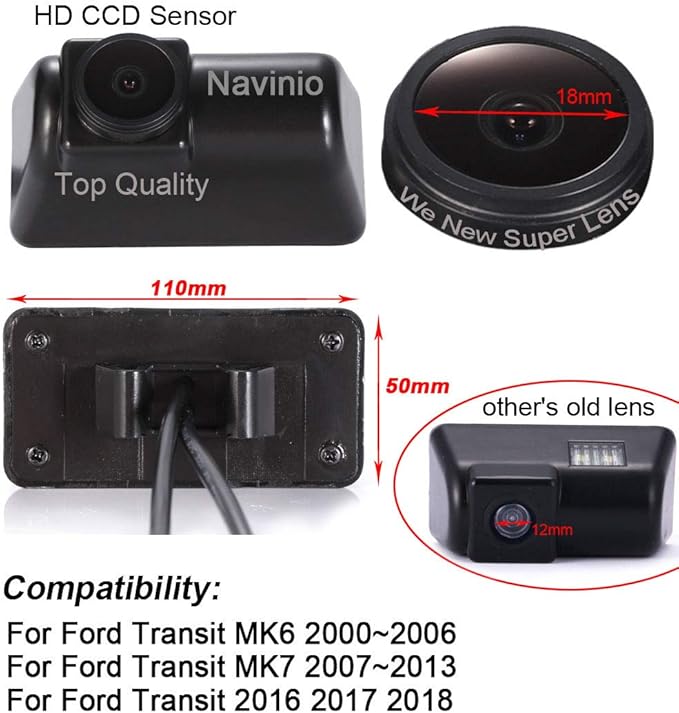 Super HD Vehicle Camera 1280x720 Pixels 1000 TV line 170 Degree Night Vision Rear View Camera Reverse Parking for Ford Transit MK6 2000-2006 / MK7 2007-2013