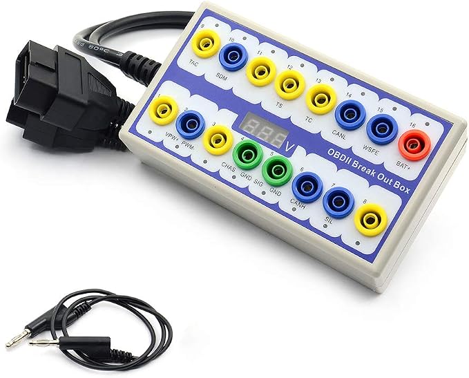 OBD2 Breakout Box, OBDII Diagnosis Scan Tool, Auto Car Diagnostic Connector, 16Pin CAN Fault Breakout Box Protocol Detector with Line Signal