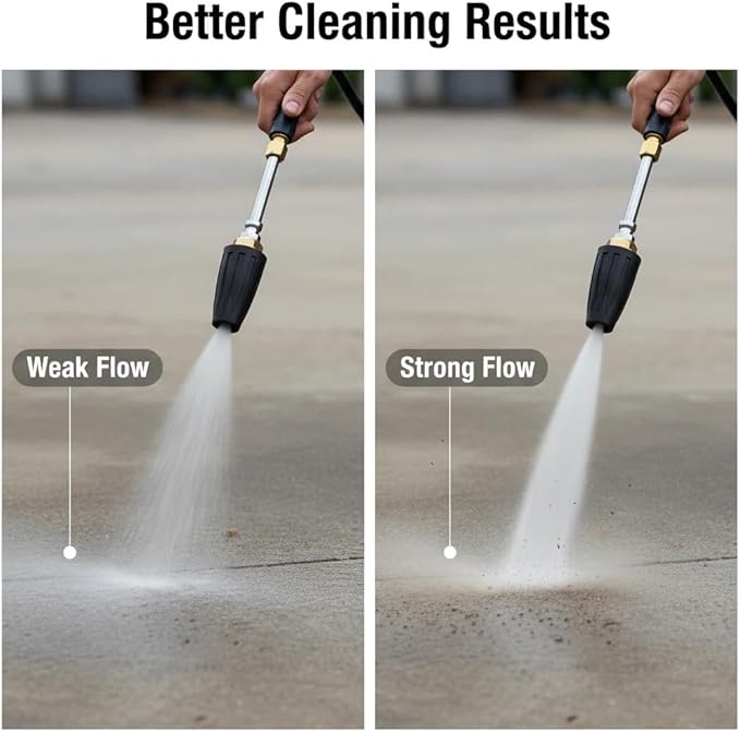 Turbo Nozzle Pressure Washer, Pressure Washer Nozzle, 360° Rotating 4000 PSI Turbo Nozzle with 1/4" Quick Connector 2.0 Orifice, 304 Stainless Steel for Driveway/Deck Clean(Grey)