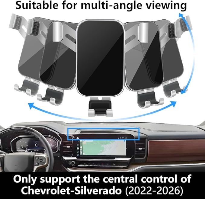 Car Phone Holder Center Console Organizer Tray for 2022 2023 2024 2025 2026 Chevy Chevrolet Silverado/GMC Sierra [13.4-inch Screen] Auto Accessories Best Cell Phones Mount Mobile Cellphone Stand