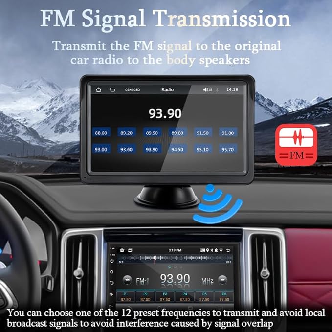 7 Inch HD IPS Touchscreen Wireless CarPlay & Android Auto, Voice Control with HD Night Vision Waterproof Backup Camera, Plug and Play Universal for All Vehicles