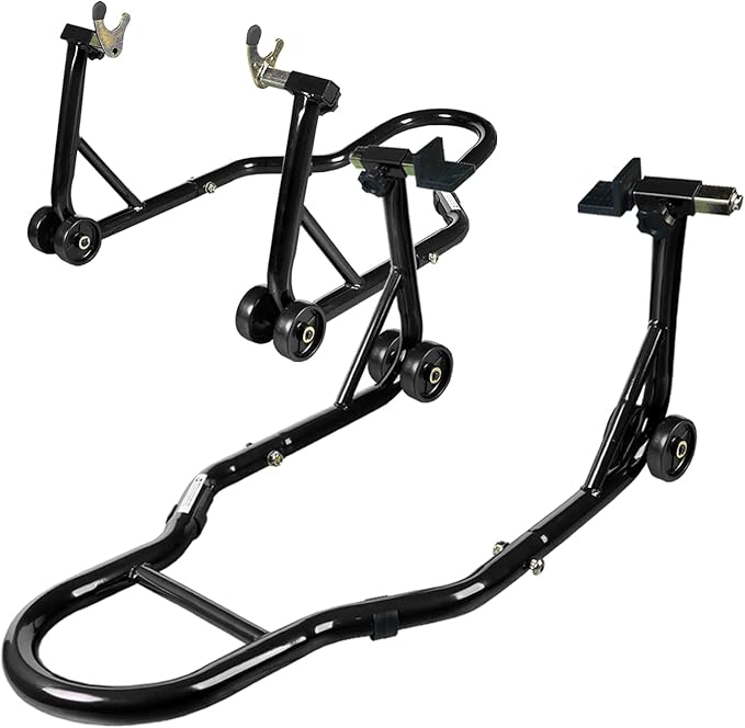 Motorcycle Stand Lift, Universal Paddock Lift Stand, 1100lbs Front Rear Combo Stand Lift Stand, Rear U+L Fork Swingarm Spool Stand 2-Pack Black