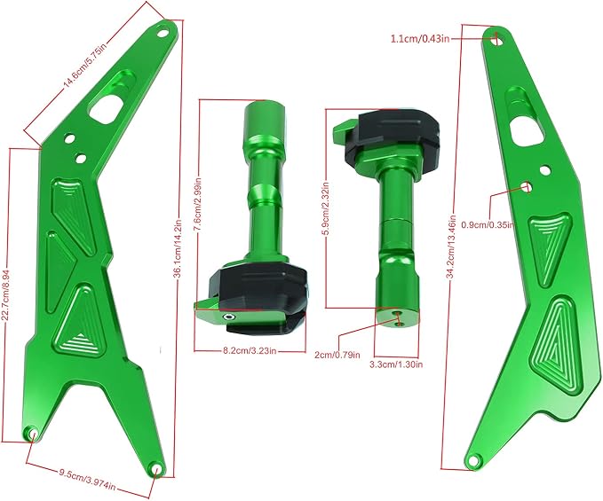 Motorcycle CNC Engine Frame Sliders Falling Protection Replacement for Kawasaki Ninja 300 250 2013 2014 2015 2016 2017 2018(Green)