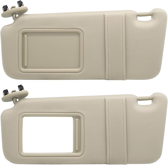 NHILES Left Driver & Right Passenger Side Sun Visor Compatible with Toyota Camry Without Light 2007 2008 2009 2010 2011 Replaces# 74320-06780-B0 0400230506B0 74310-06750-E0 Color Beige
