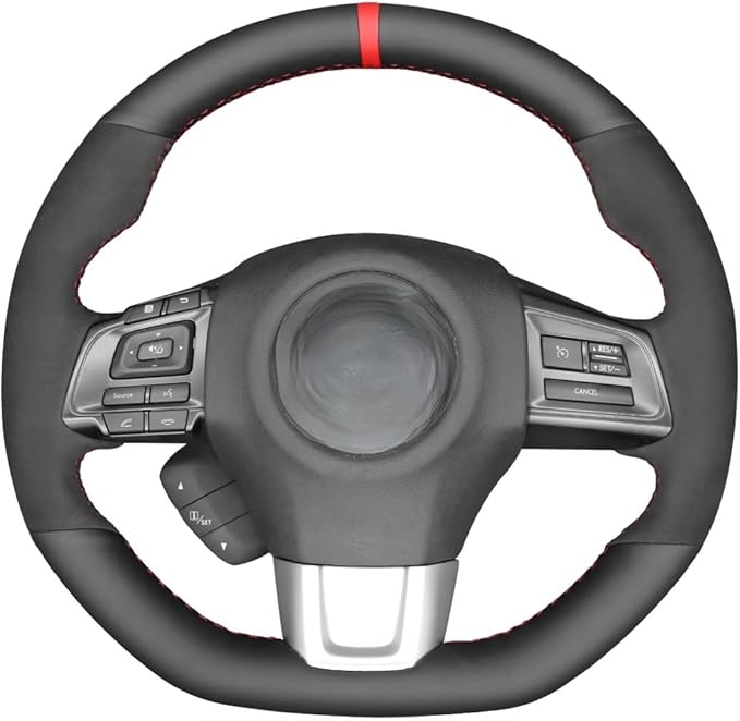 MEWANT Hand Stitch Suede Genuine Leather Steering Wheel Cover for Subaru WRX (STI) Levorg Steering Wheel Protector