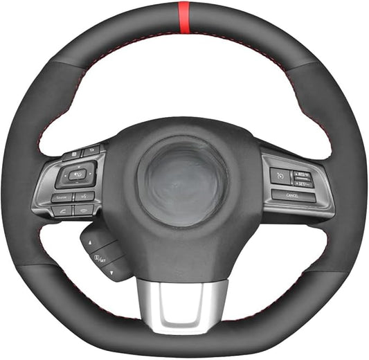 MEWANT Hand Stitch Suede Genuine Leather Steering Wheel Cover for Subaru WRX (STI) Levorg Steering Wheel Protector