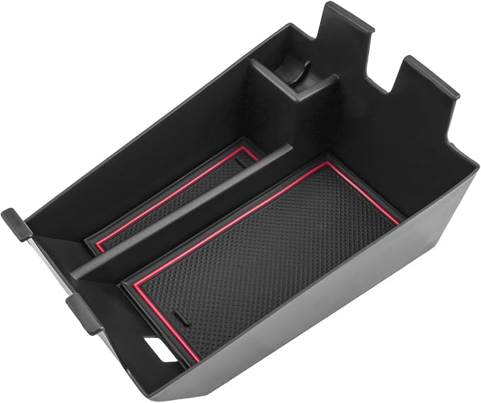 Center Console Organizer for 2020-2026 BMW X5/X6/X7, Armrest Storage Box with Removable Rubber Mat, 2020 2021 2022 2023 2024 2025 2026 BMW X5/X6/X7 Interior Accessories(Red)
