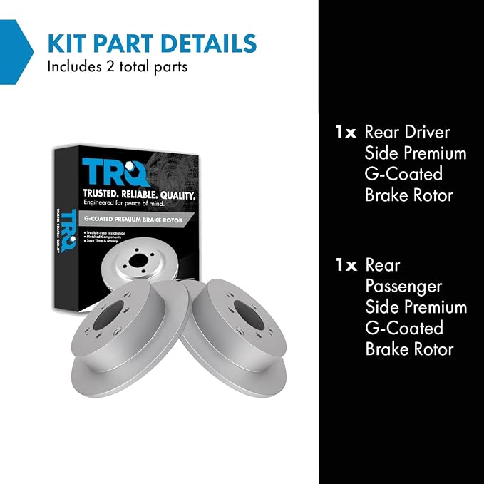 TRQ Rear Brake Rotor Set G Coated Solid Compatible with 2007-2015 Mitsubishi Lancer 2007-2013 Outlander