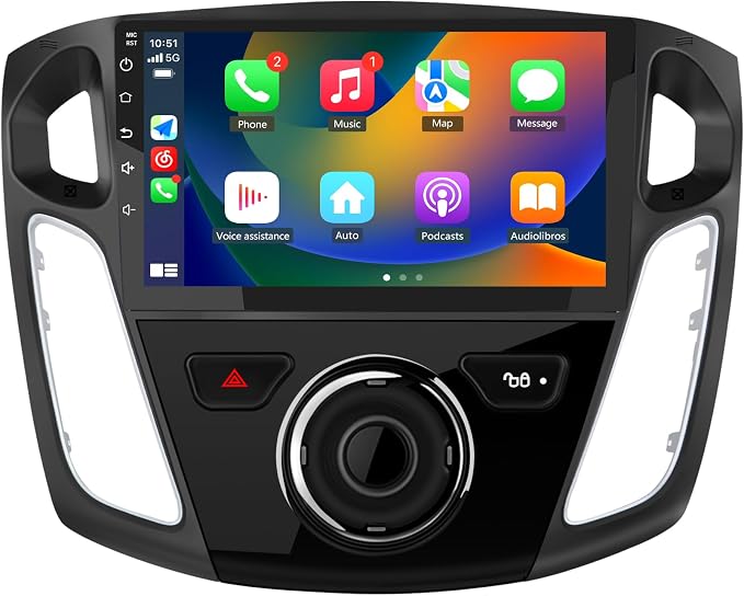 Car Radio for Ford Focus 2012-2017, 9 inch Touch Screen Android 15 Stereo with Bluetooth GPS Wireless CarPlay Andriod Auto [2GB+32GB]