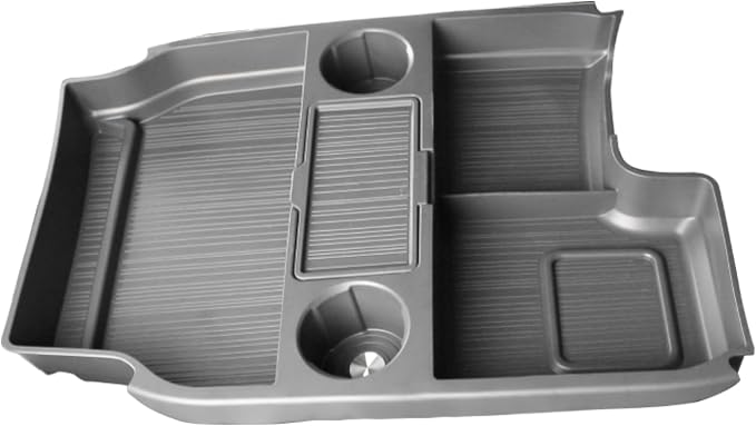 Compatible with 2026 Toyota Sienna Center Console Organizer with Cup Holder, Lower Storage Box Accessories (TPE Material with Original car Wood Grain (Compatible with 2021-2026 Toyota Sienna), Gray)