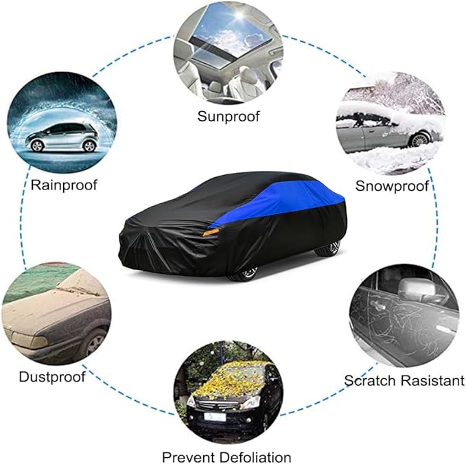 GUNHYI Car Cover for Automobiles All Weather Waterproof, Universal Fit Sedan Dodge Challenger, Chevrolet Impala, Toyota Avalon, Cadillac Deville/Seville, Lexus ES, BMW 7 Series etc.