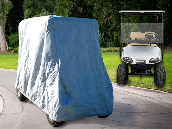 CarsCover HD Waterproof Golf Cart Cover 4 Passenger 5 Layer Storage Covers for Yamaha, Club Car, EZ Go (Fit up to 115 inch Long)