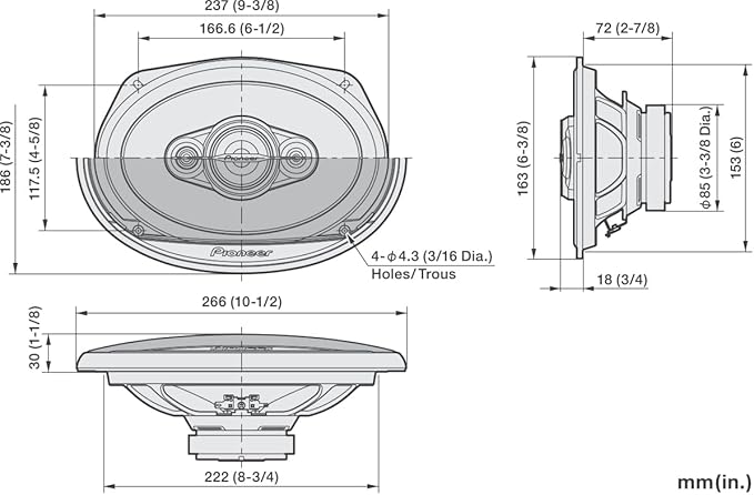 PIONEER A-Series Plus TS-A6971F 6” x 9” 4-Way Speakers (Pair) – 600W Max, Balanced Sound + Smooth Treble, Enhanced Bass, Ideal Factory Upgrade, Installation Adaptors Included