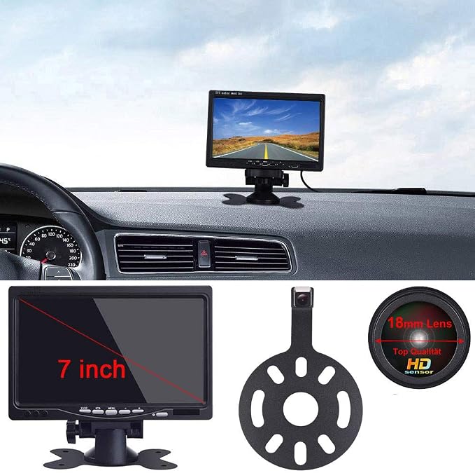 1280 * 720 Pixels Car Third Roof Brake Lamp Rear View Backup Camera Replacement for Jeep Wrangler Willys Unlimited Sahara Spare tire Rubicon 2007-2015+7" Reverse Monitor