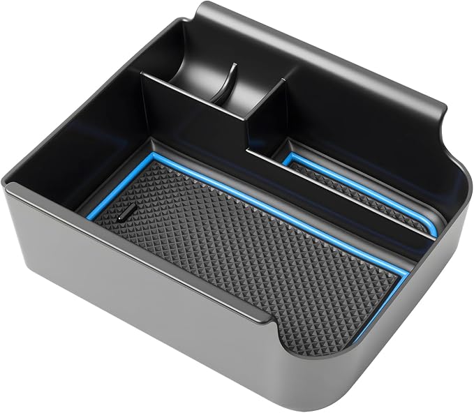 SKTU for 2025 2026 VW Golf Accessories Center Console Organizer for 2025 2026 Volkswagen Golf Console Tray 2025 2026 Golf ABS Durable Console Organizer with Coin Holder (Blue)