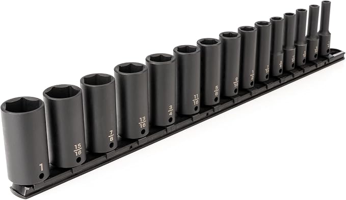 TEKTON 3/8 Inch Drive Impact Socket Set, 15-Piece | SID91105