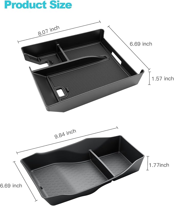 CDEFG 2Pcs for 2024 2025 2026 Lincoln Nautilus Center Console Organizer for 2024-2026 Lincoln Nautilus Accessories Console Organizer Tray Armrest Storage Box