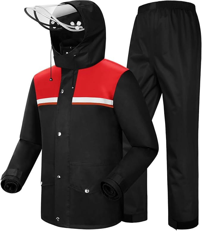 iCreek Rain Suit Waterproof Jacket and Pants Hi Vis Raincoat for Men and Women Reflective Outdoor for All-Sport Work