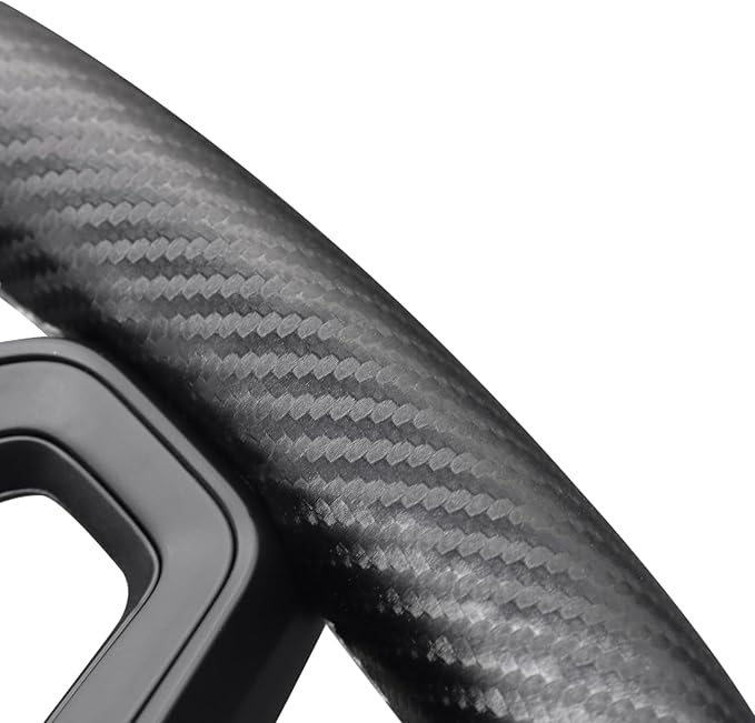 MEWANT Black Matte PU Carbon Fiber Faux Leather Steering Wheel Wrap for Tesla Model3 Highland 2025 Model Y Juniper 2025