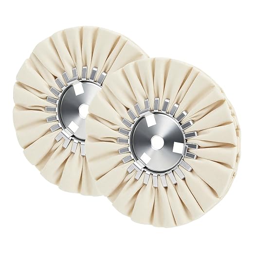 8" White Airway Buffing Wheel,5/8'' Arbor Hole,12 Plys/Fine Polishing for Angle Grinder,2PCS
