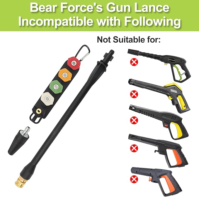 Pressure Washer Replacement Spray Wand & Turbo Nozzle and 5 Tips, Compatible with Some of Ryobi, Greenworks, Craftsman, Kar-cher, B&D, Westinghouse, LWQ Electric Pressure Washer