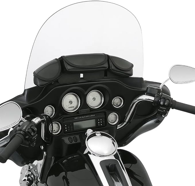 Daniel Smart Motorcycle Windshield Bag for Harley Touring 1996-2013, 3-Pocket Windscreen Bag Compatible with Electra Glide, Street Glide FLHX FLH, Trike Models (3-Pockets)