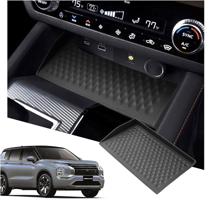 SXCY for 2025 2026 Mitsubishi Outlander Wireless Charging Protective Mats [Only for Outlander Gas] 2025 2026 Mitsubishi Outlander Accessories Console Inserts Liner Anti-Slip Anti-Dust Waterproof Mats