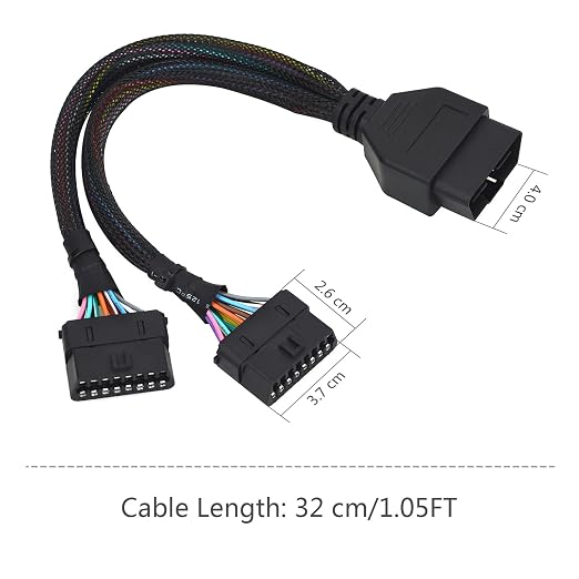 REARMASTER® Harness kit OBD Y Splitter Cable for Ford&Chrysler&GM OBD2 Port,1 Male to 2 Female Extension for GPS Tracker and Automotive Diagnostic Devices