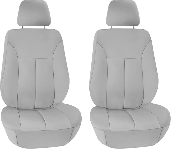 FH Group Neoprene Car Seat Covers - Front Set for Low Back Seats with Removable Headrest, Universal Fit, Airbag Compatible - Solid Gray Seat Covers for SUVs and Vans