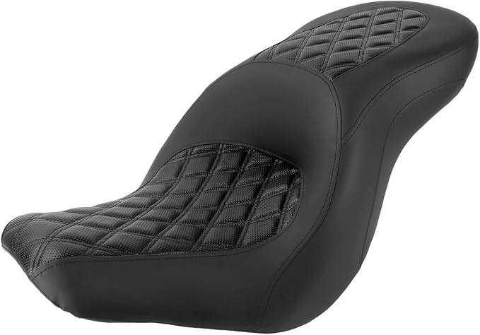 Motorcycle One-piece Seat Driver& Passenger Seat Fit for Harley Softail Low Rider FXLR FXLRS FXLRST 2018-later (#1 Seat-Rhombus)