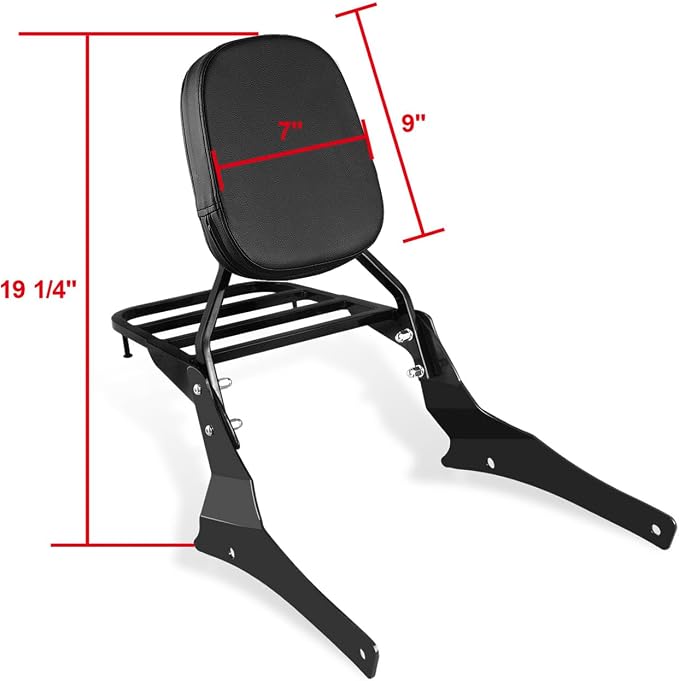 Sissy Bar & Luggage Rack for Suzuki Volusia VL800(Black) | 2001-2011 Passenger Backrest