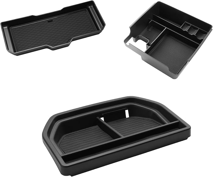 LUWU 2025 2026 Frontier Accessories for 2025 2026 Frontier S/SV/Pro-X/Pro-4X/SL Accessories Dashboard Storage Tray, Center Console Organizer Armrest Storage Box Black 3-Pack(ONLY for 12.3-INCH Screen)