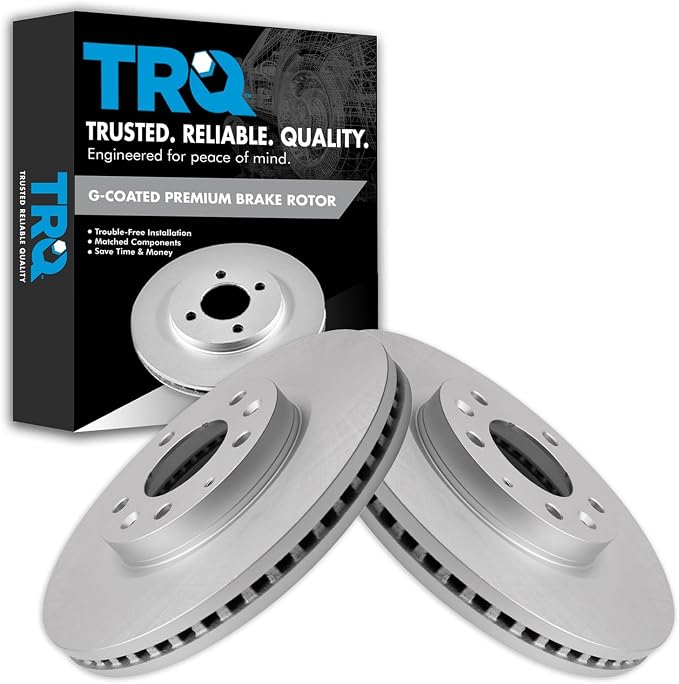 TRQ Front Brake Rotor Set G Coated Vented Compatible with 2007-2012 Mazda CX-7