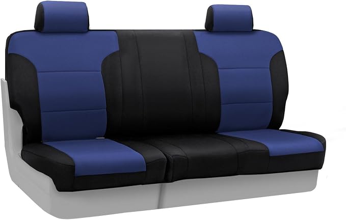Coverking Custom Fit Front 50/50 Bucket Seat Cover for Select Ford F-Series Models - Neosupreme (Navy Blue with Black sides)