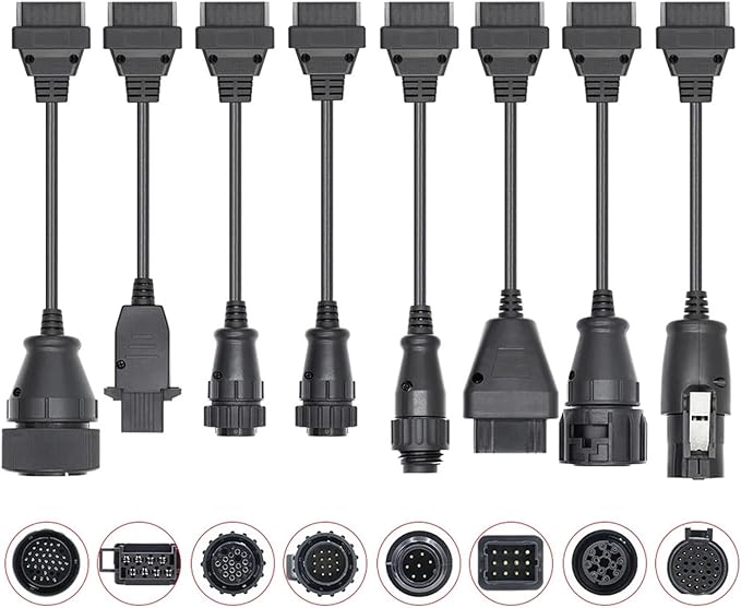 8Pcs Full Sets TCS CDP Multidiag PRO Car Truck OBD Converter Cables OBD2 Diagnostic Interface Connector Extension Cable(8PCS Truck Cable)
