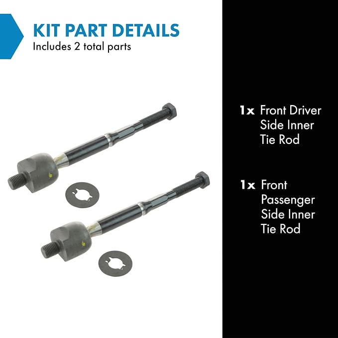 TRQ Front Inner Tie Rod Set 2 Piece Compatible with 2009-2014 Nissan Cube 07-12 Versa