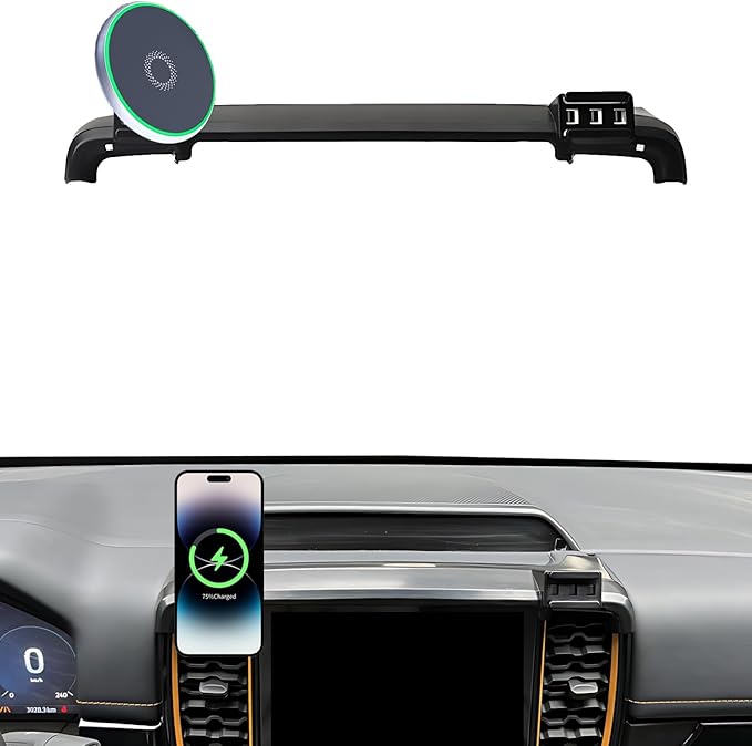 Car Phone Holder for Ford Ranger 2023 2024 2025 Accessories Apply to 12.1 Inch Touch Screen 15W Fast Wireless Charger Screen Fixed Clip Cell Phone Mount