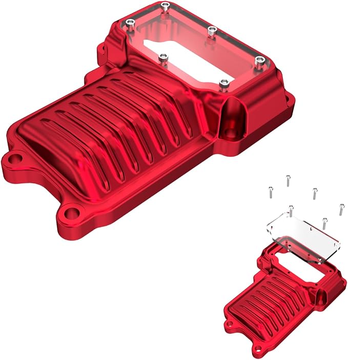 POWER JAMES Red Visible Aluminum Transmission Top Cover Compatible with Harley Davidson 2008-2017 Dyna, Softail,Touring Models with Twin Cam (Red)