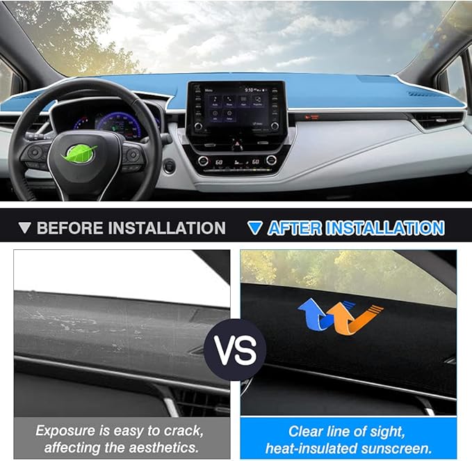 Autorder Dashboard Cover Mat for Toyota Corolla 2019-2022 2023 2024 2025 2026 Accessories Dash Cover Flannel Dash Mat Sunshade Glare UV Rays Protector