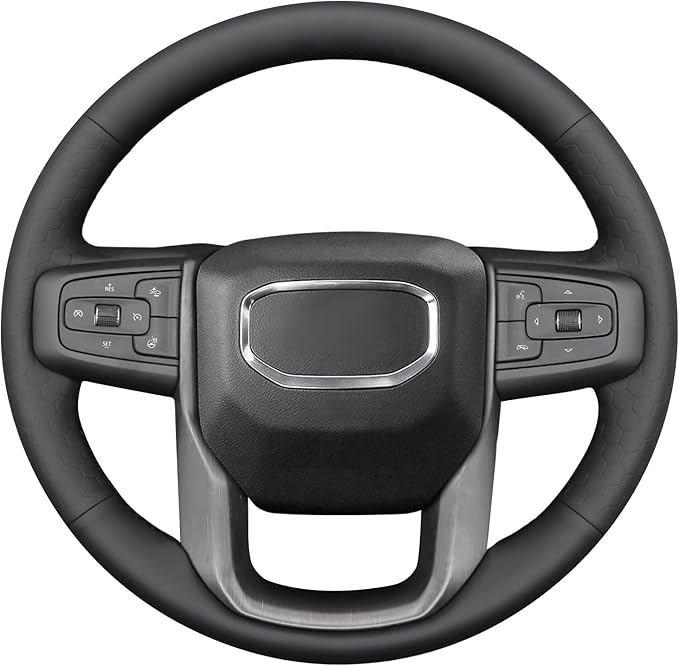 MEWANT DIY Stitching Car Steering Wheel Protector Wrap Cover for GMC Sierra 1500 2019-2023 / Sierra 1500 Limited 2022 / Sierra 2500 2020-2024 / Sierra 3500 2020-2024 / Yukon (XL) 2021-2023 Accessories
