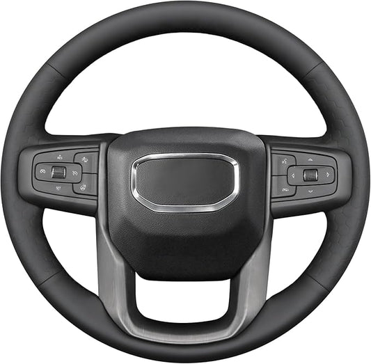 MEWANT DIY Stitching Car Steering Wheel Protector Wrap Cover for GMC Sierra 1500 2019-2023 / Sierra 1500 Limited 2022 / Sierra 2500 2020-2024 / Sierra 3500 2020-2024 / Yukon (XL) 2021-2023 Accessories