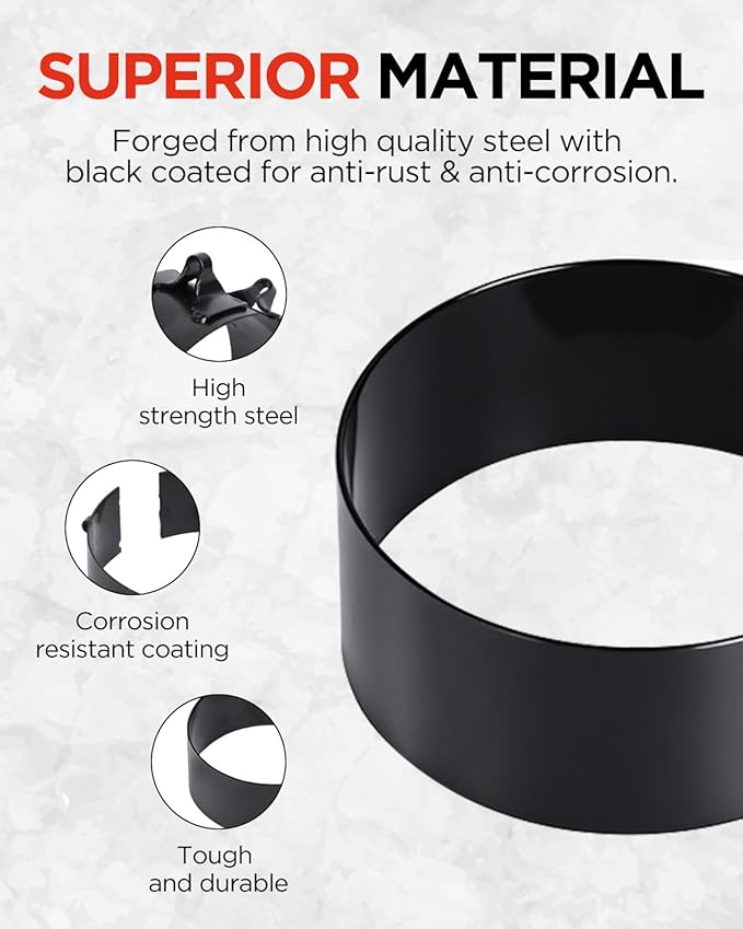 Piston Ring Compressor Tool, Thickened Adjustable 6 Piston Rings (2-7/8" - 4-5/8") and Pliers - Piston Ring Tool for Car, Truck & Motorcycle Installation and Removal, Storage Box, Cool Black