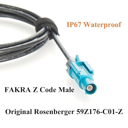 IP67 Waterproof Rosenberger Fakra Male to Female RF Coaxial Extension Cable 59Z176-C01-Z to 59Z163-003-Z Vehicle GPS Antenna for ADAS, Camera, Infotainment, GPS Navigation (2M/6.6FT)